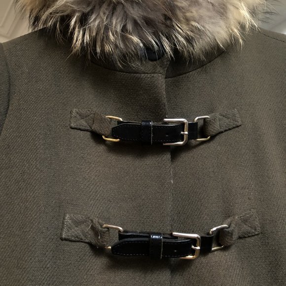 MAJE Raccoon Fur TRimmed Wool Coat Jacket - Picture 5 of 6